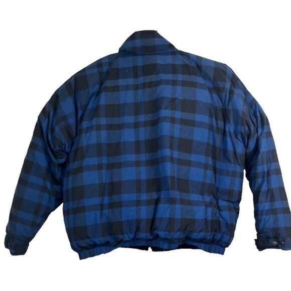 VTG Polo Ralph Lauren Sport Men's Blue Checkered Down Puffer Jacket Sz XL - Picture 2 of 10